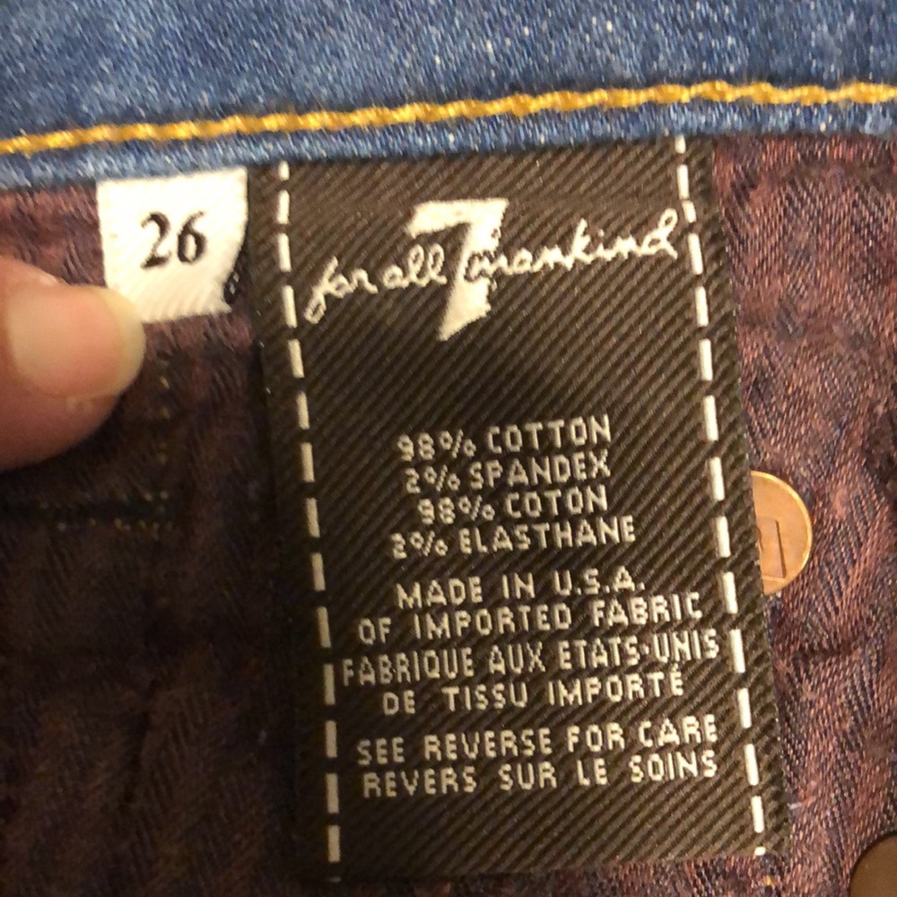 7 for all Mankind capris Women's 26 crop dojo dark blue denim jean EUC - Picture 7 of 7